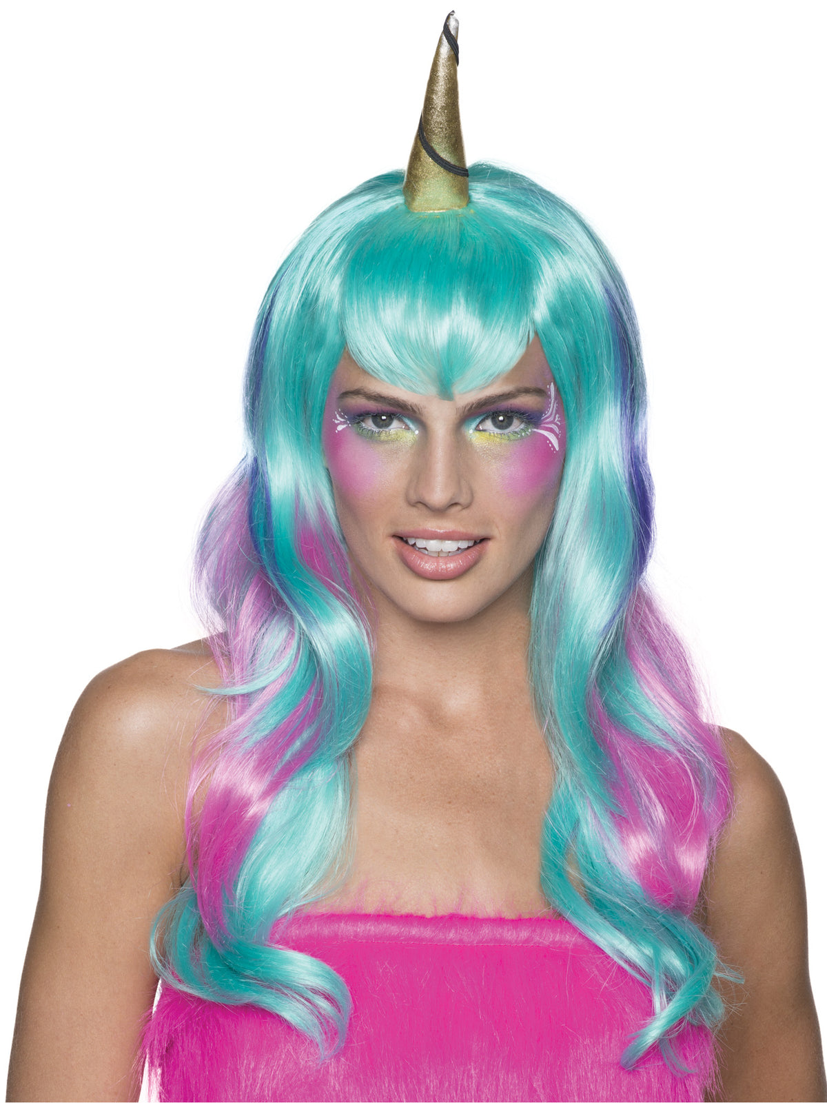 Rubies Pink & Blue Unicorn Fairy Wig Perücke