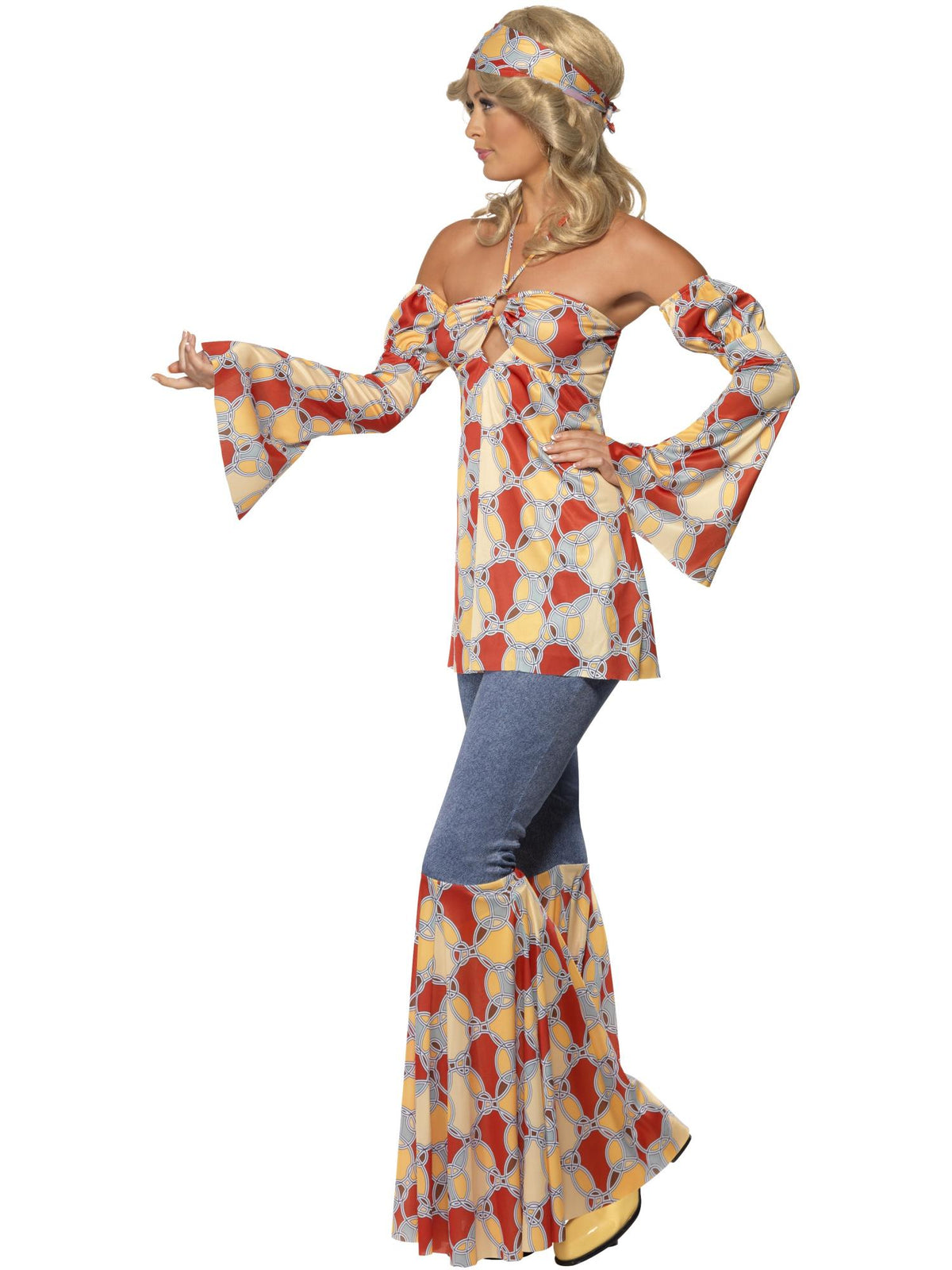 Smiffys HIPPIE Vintage Hippy 70s Costume, Multi-Coloured CS für Damen