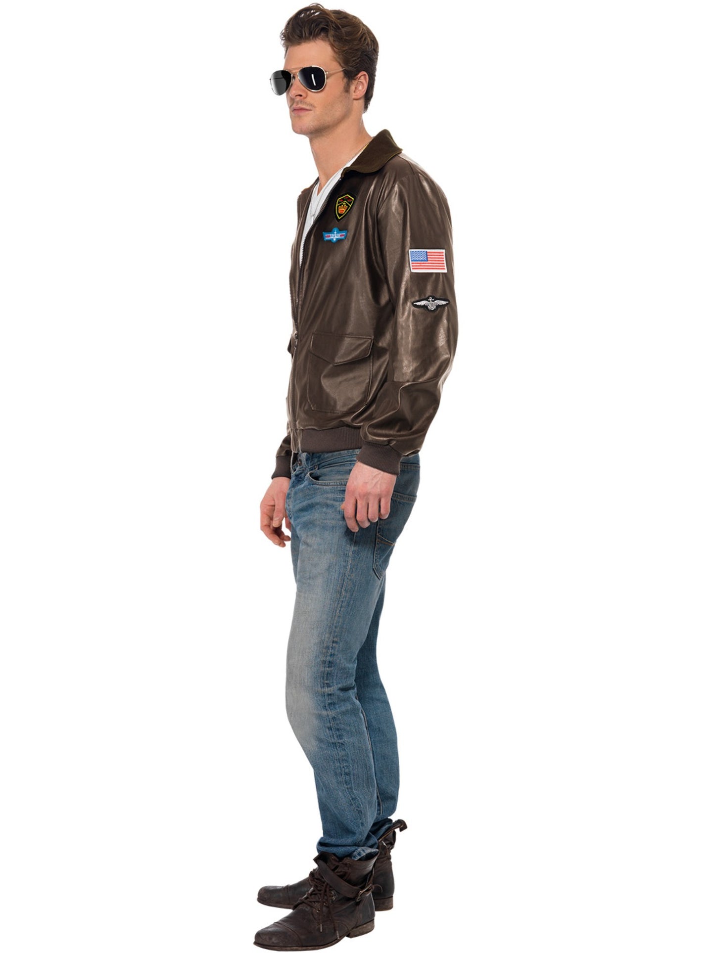 Smiffys TOPGUN Top Gun Bomber Jacket, Brown CS für Herren