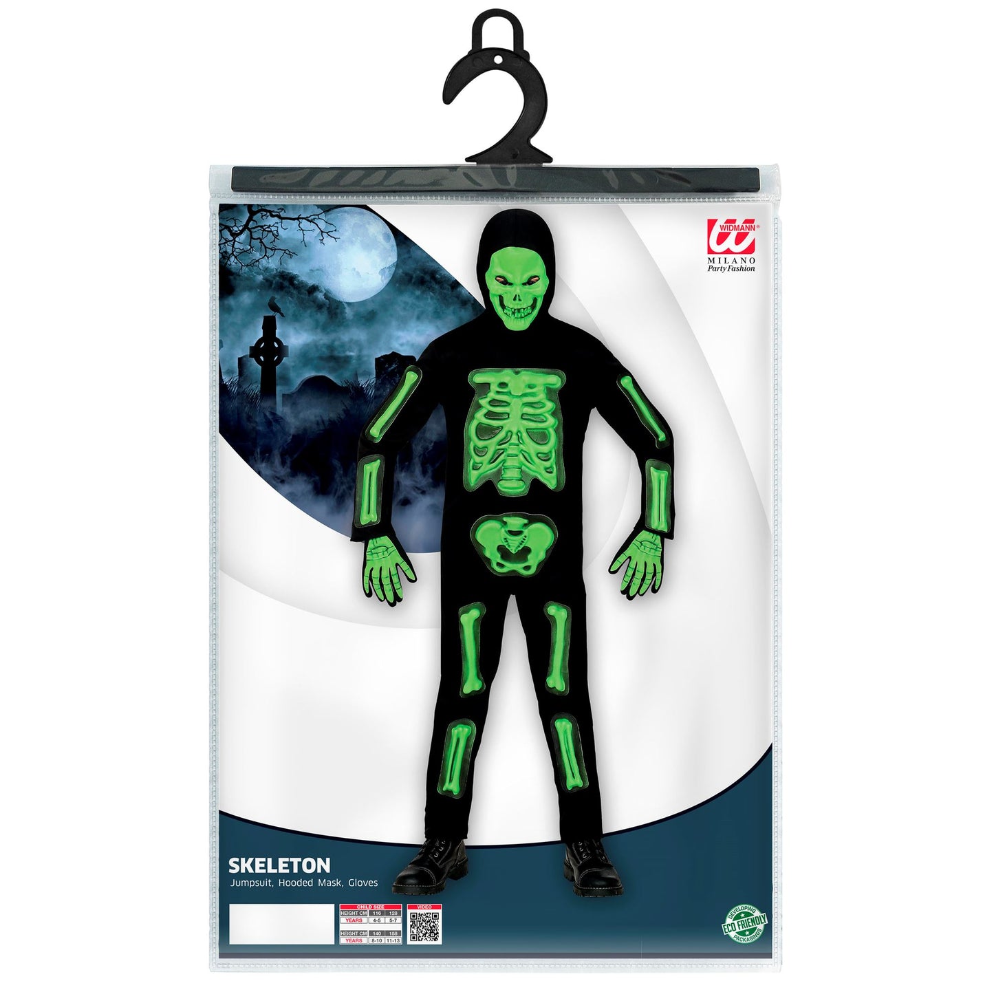 "3D SKELETT" (Overall, Maske mit Kapuze, Handschuhe) – Ansicht 3