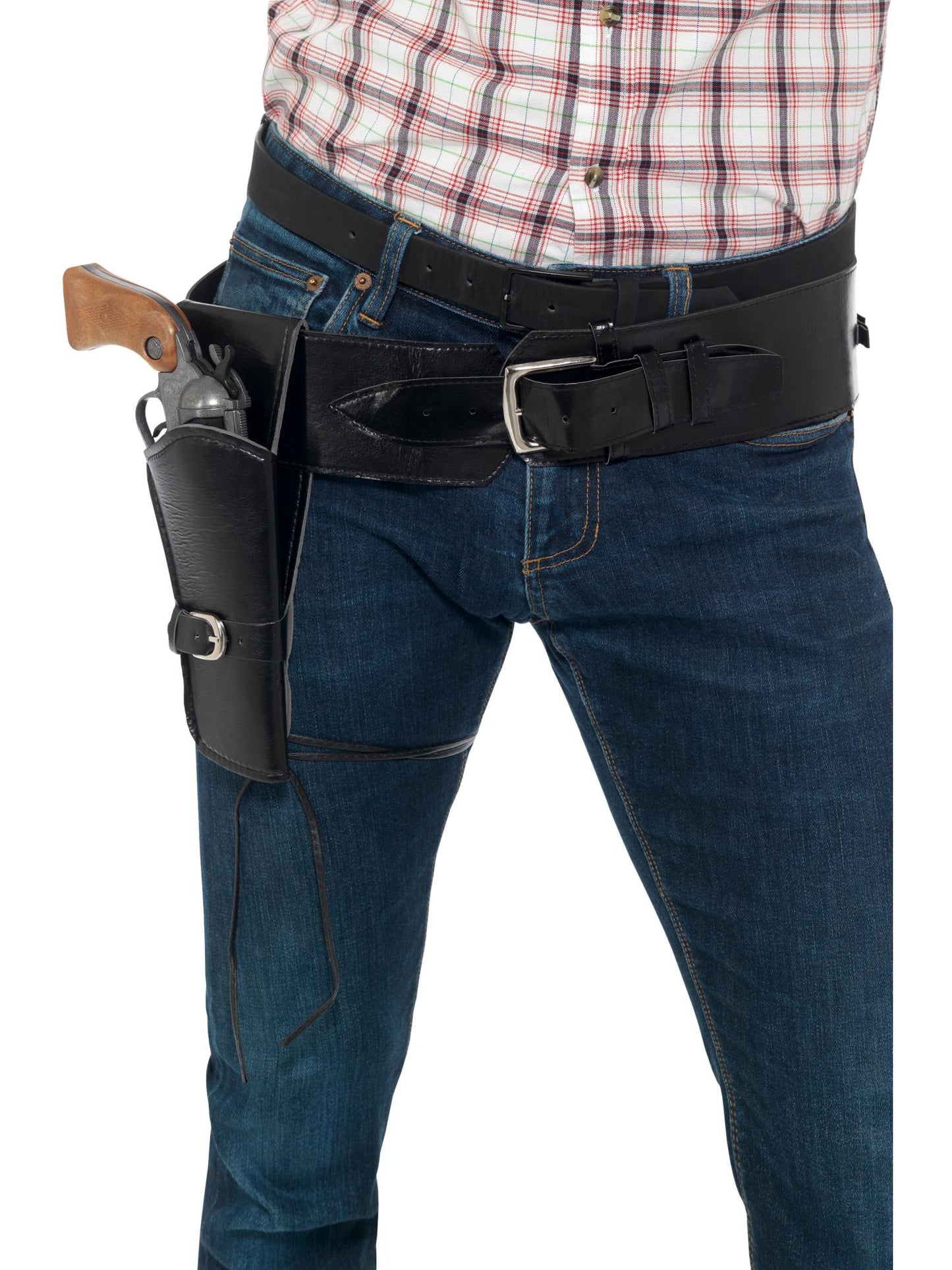 Smiffys COWBOYGIRL Adult Faux Leather Single Holster with Belt, Black für Unisex