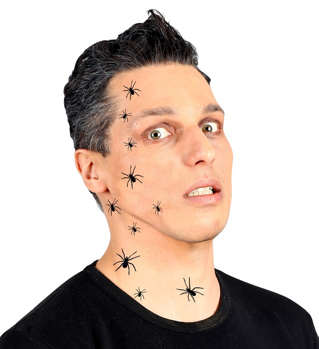 32 temporäre Spinnen Tattoos auf Haut für Fasnacht und Halloween