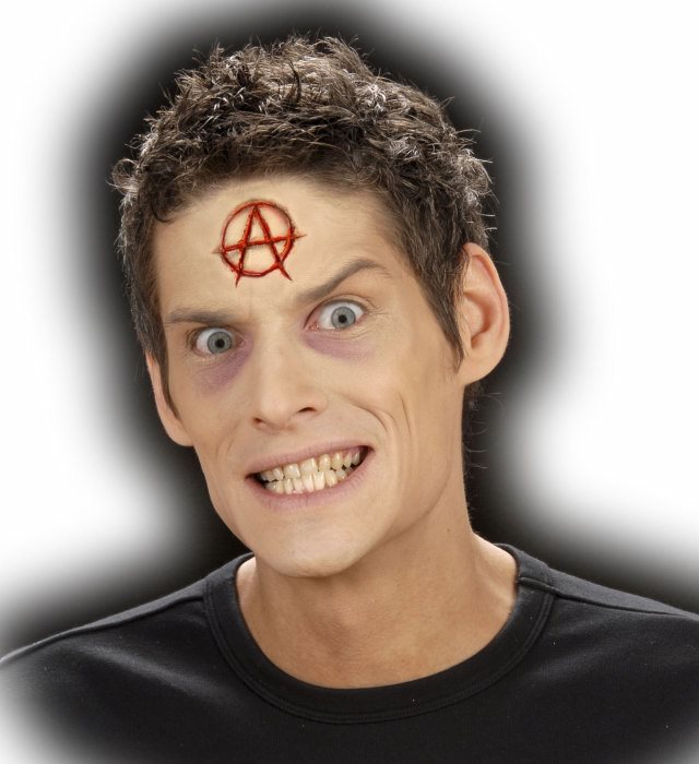 Anarchie Symbol Aufkleber mit Klebstofftube für Fasnacht und Halloween