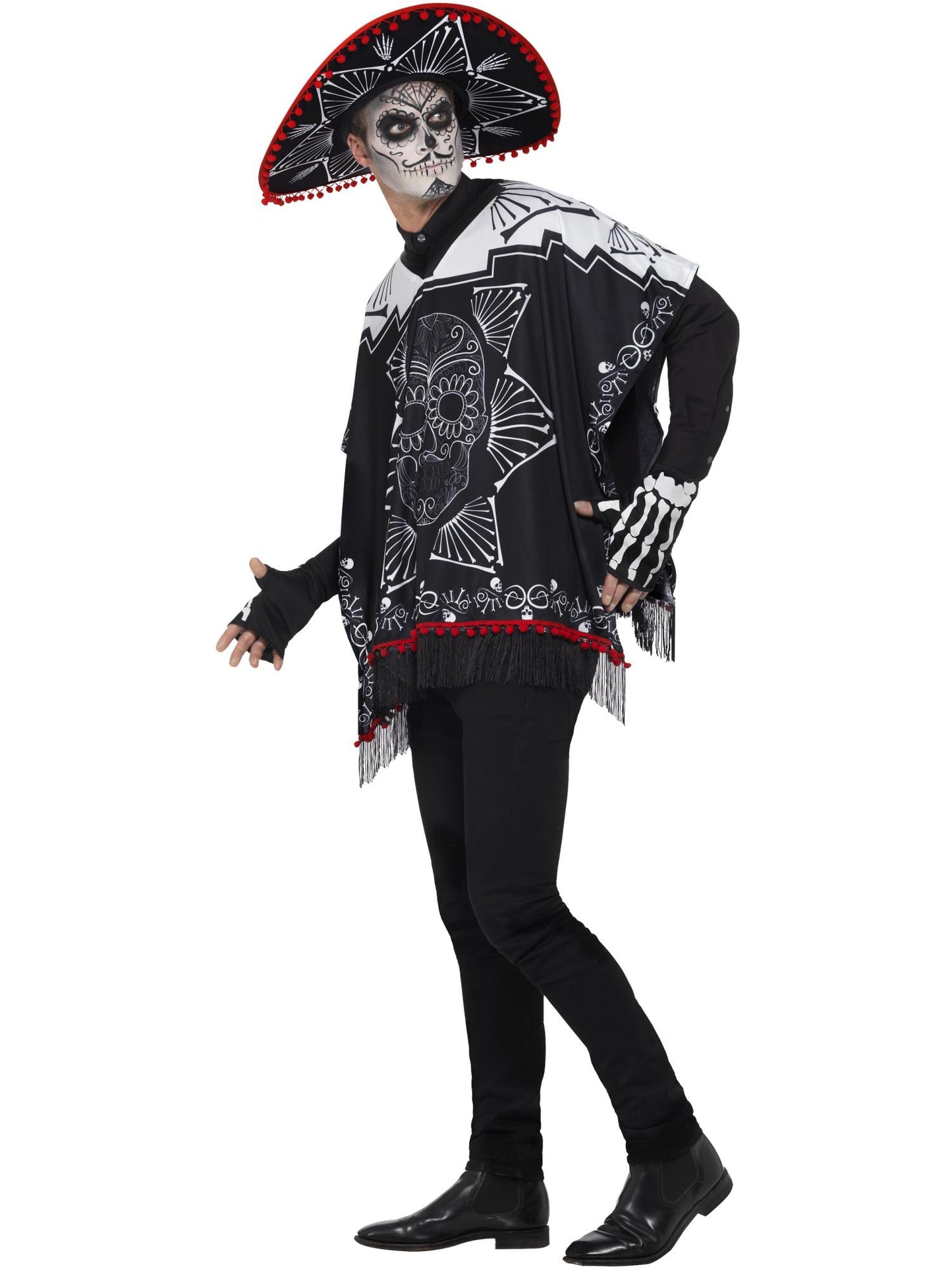 Smiffys DAYDEAD Day of the Dead Bandit Costume, Black & White CS für Unisex