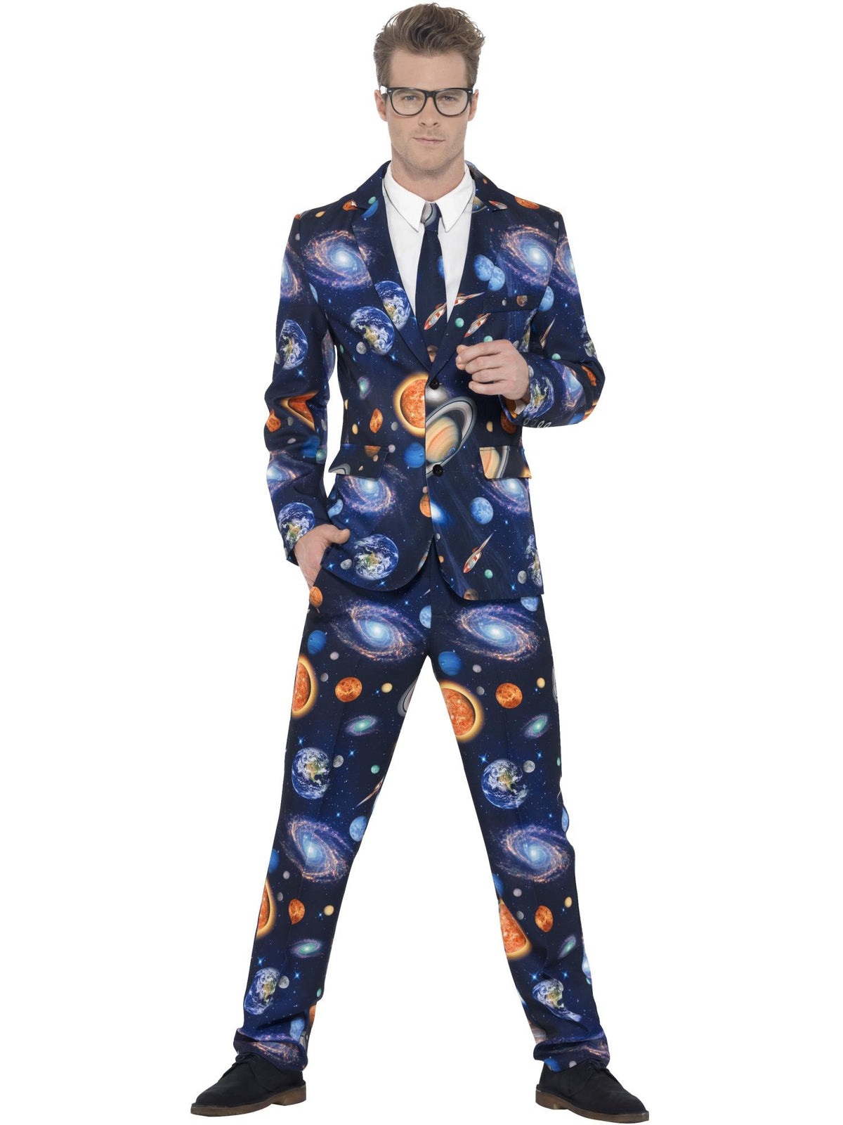 Smiffys Space Suit blau für Herren mit Jacke Hose und Krawatte