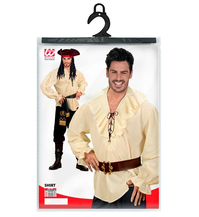 Beiges Renaissance Hemd im Piratenstil auf weißem Hintergrund