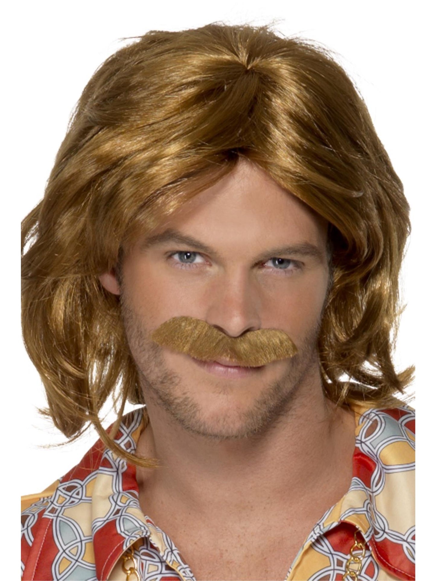 Smiffys 1970S 70s Super Trouper Wig & Moustache, Brown für Herren