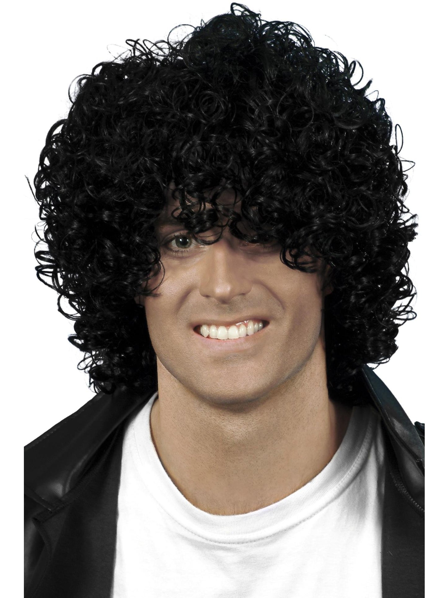 Smiffys Afro Wet Look Wig, Black für Herren