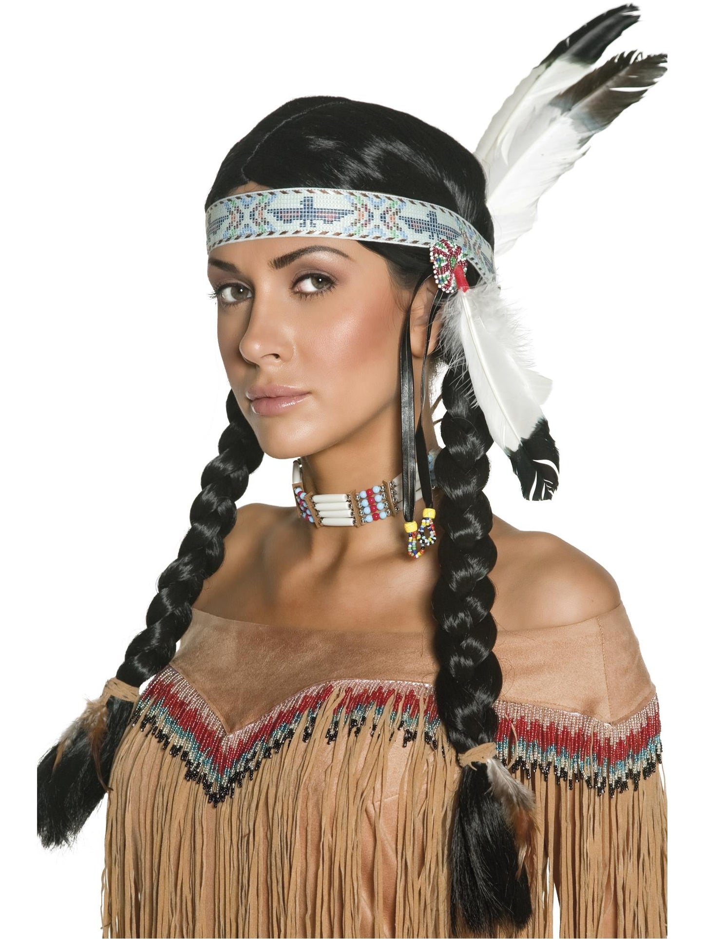 Smiffys Native American Inspired Wig, Black für Damen