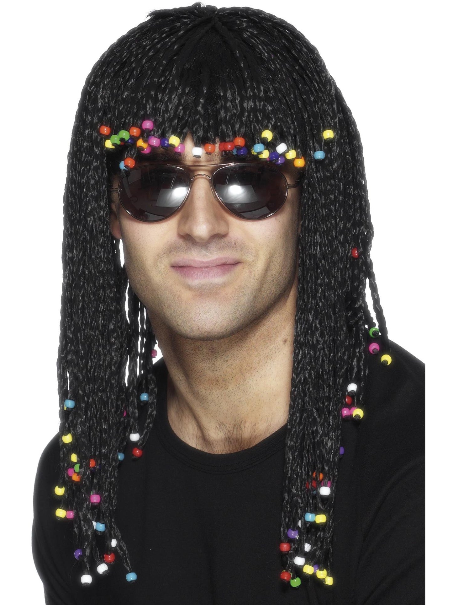 Smiffys Braided Wig, Black für Herren
