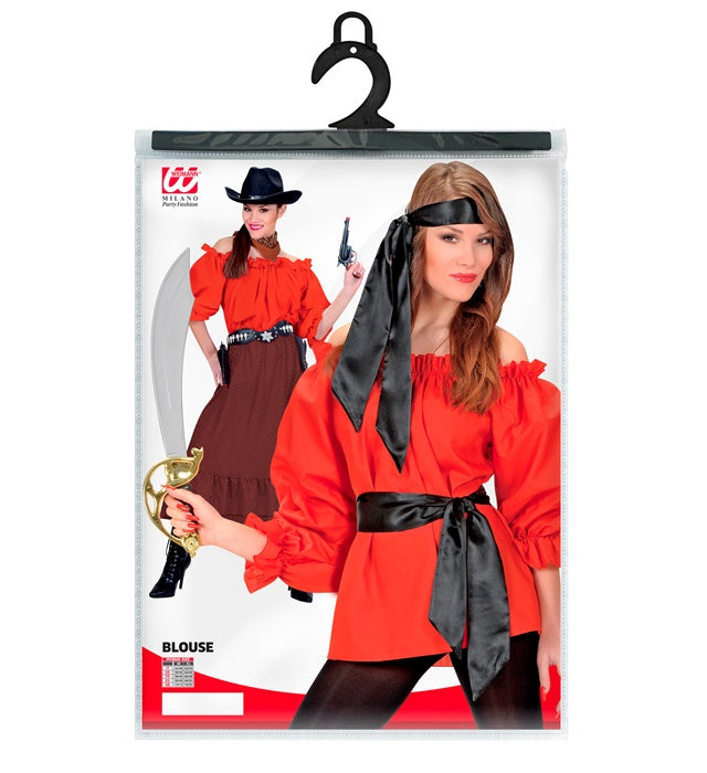 Rote Piratenbluse aus leichter Baumwolle, geeignet für Fasnacht und Karneval