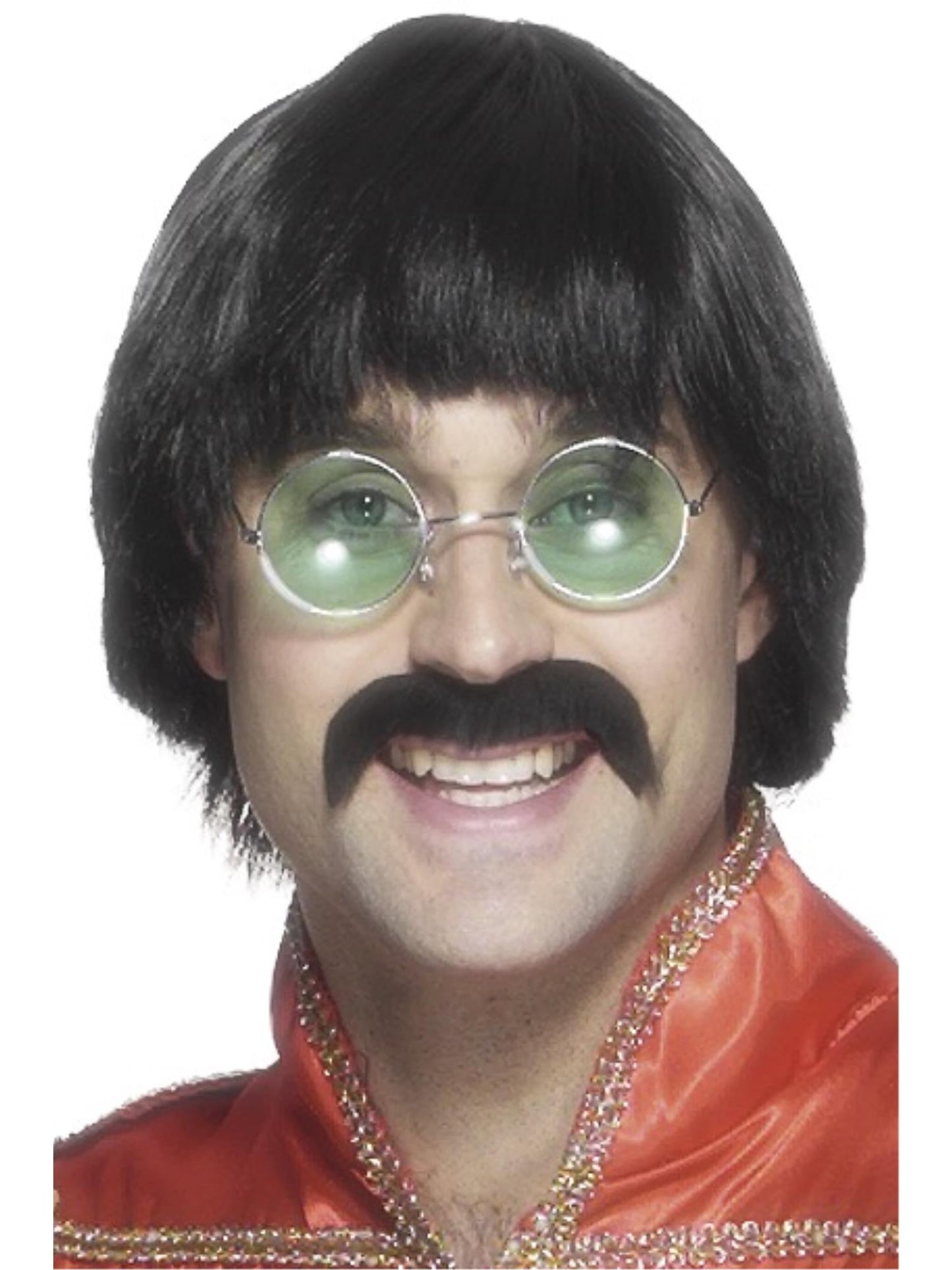 Smiffys 1970S 70s Mersey Wig & Tash, Black für Herren