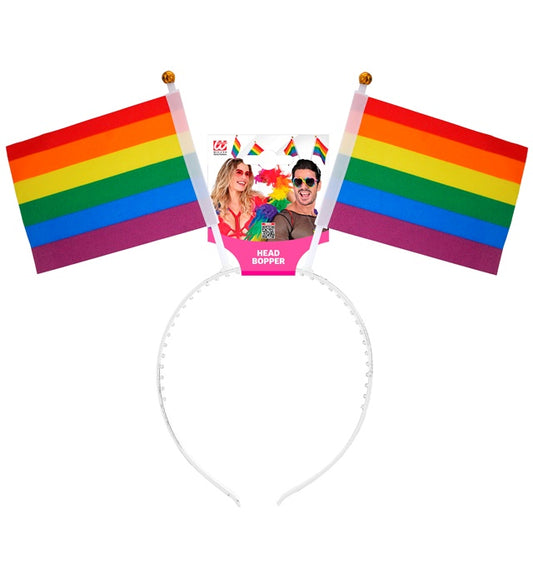 Kinder Haarreif mit bunten Regenbogen Fähnchen für Fasnacht und Karneval
