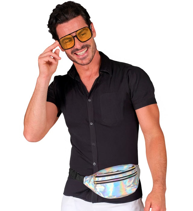 Silberne holografische Gürteltasche mit verstellbarem Gürtel