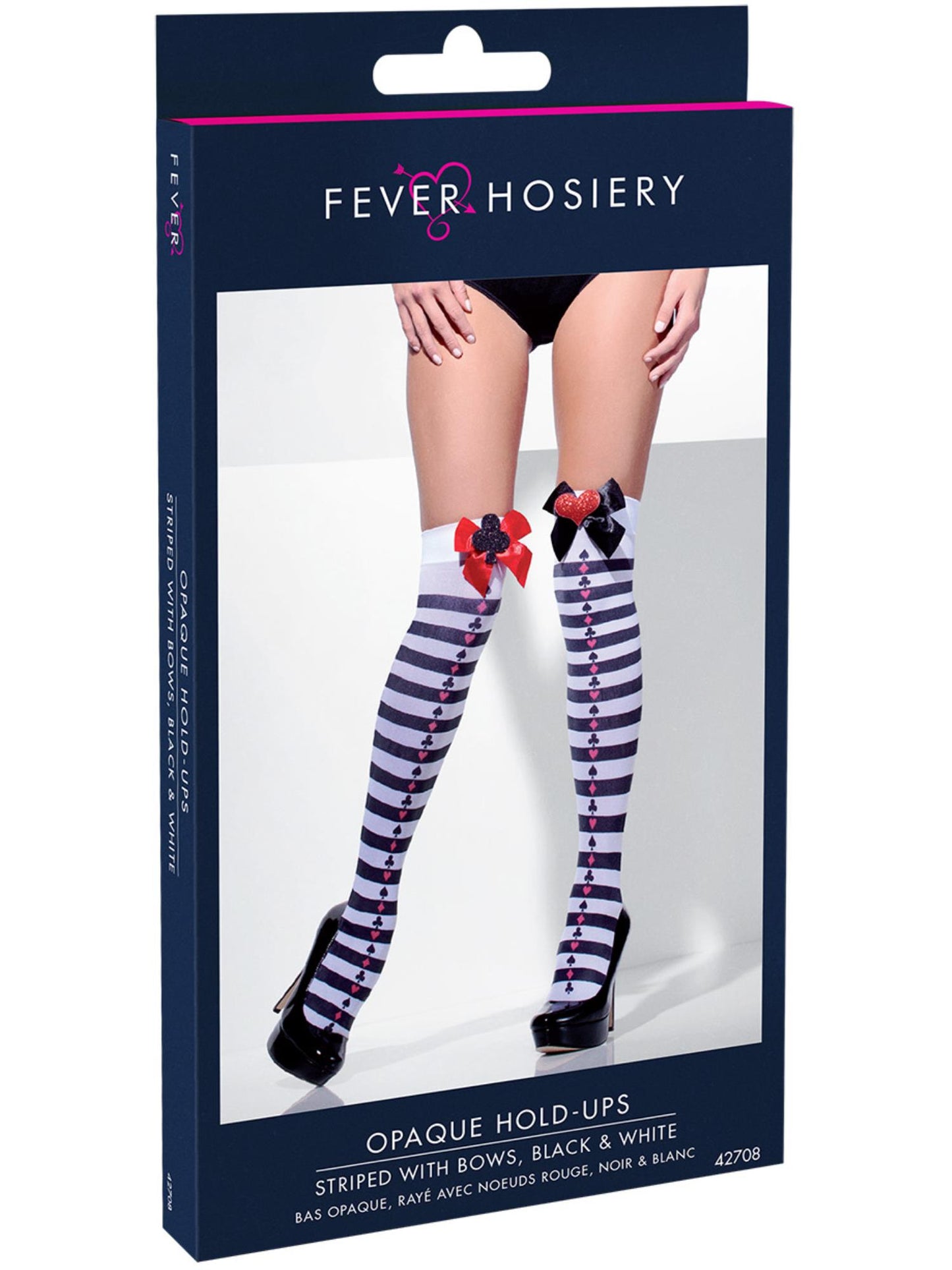 Smiffys FEVER Opaque Hold-Ups, Black & White für Damen