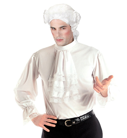 Schwarzes Vampir-Hemd mit weißem Jabot für Halloween und Fasnacht