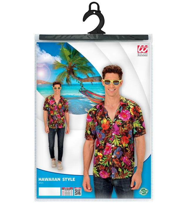 Schwarzes Hawaii Hemd mit buntem tropischem Motiv