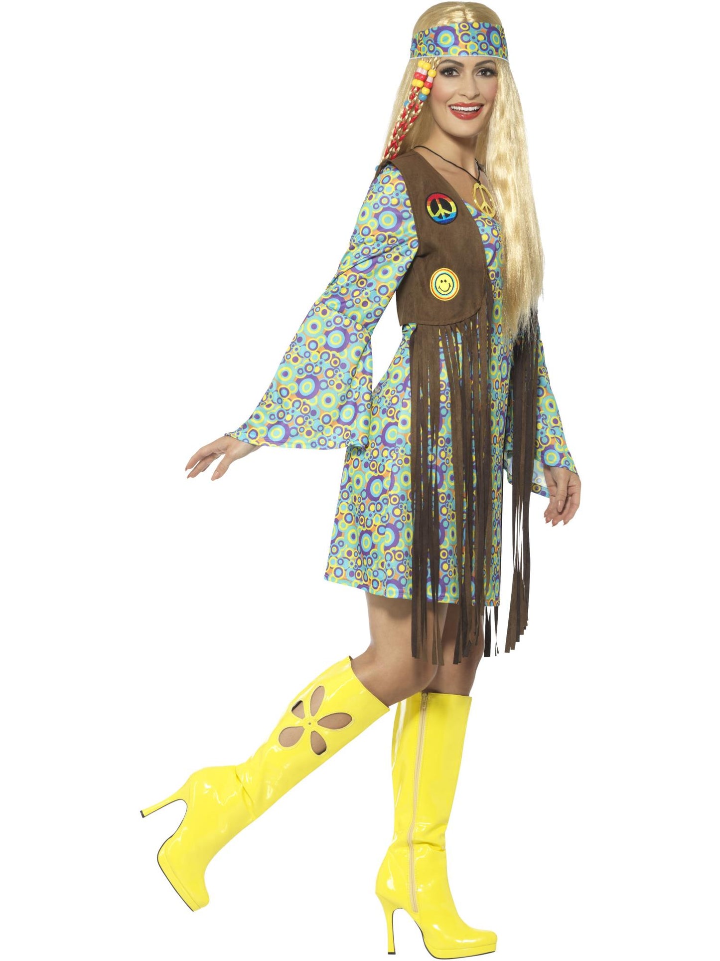 Smiffys 60s Hippie Chick Costume, with Dress, Multi-Colour CS für Damen