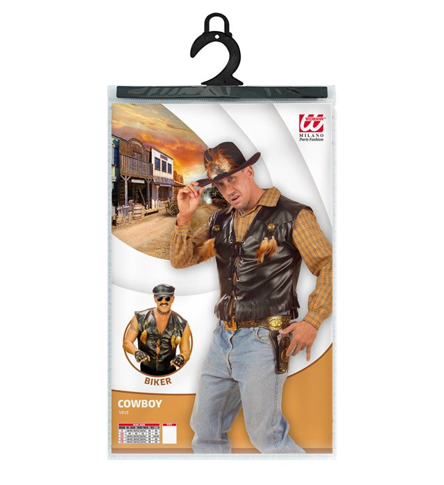 Cowboy-Weste im Lederlook für Fasnacht und Karneval