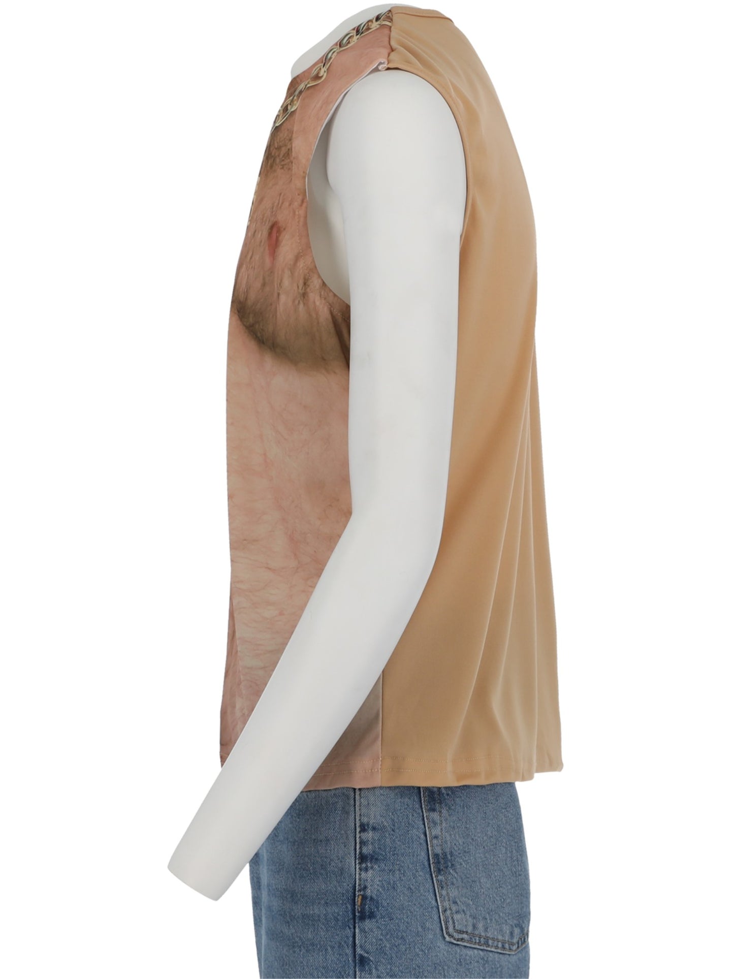 Smiffys COMEDY Realistic 70s Hairy Chest, Sleeveless Top, Nude CS für Herren