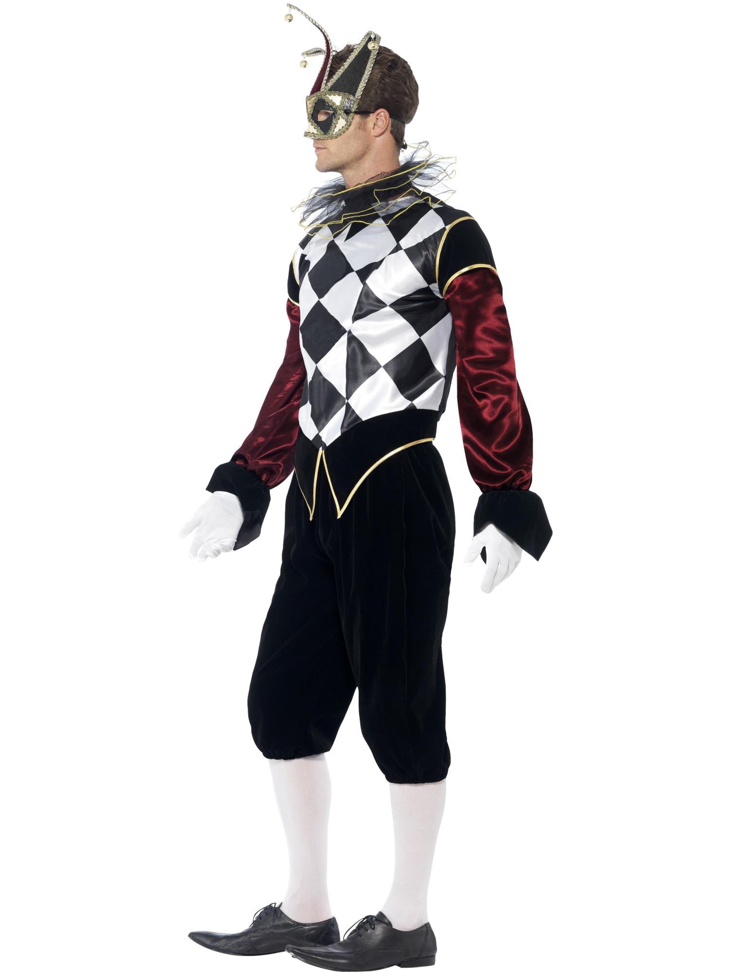 Smiffys CLOWNJEST Gothic Venetian Harlequin Costume, Black CS für Herren