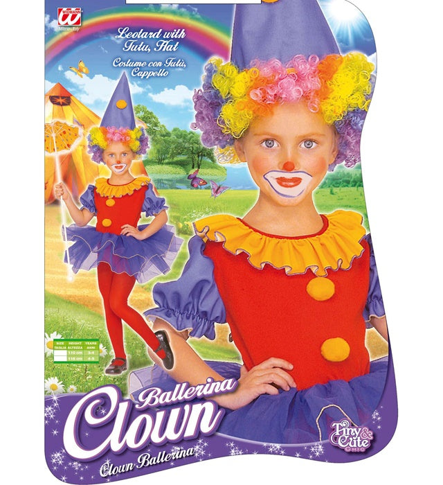 Ballerina Clown Kostüm mit buntem Tutu und Clown-Hut