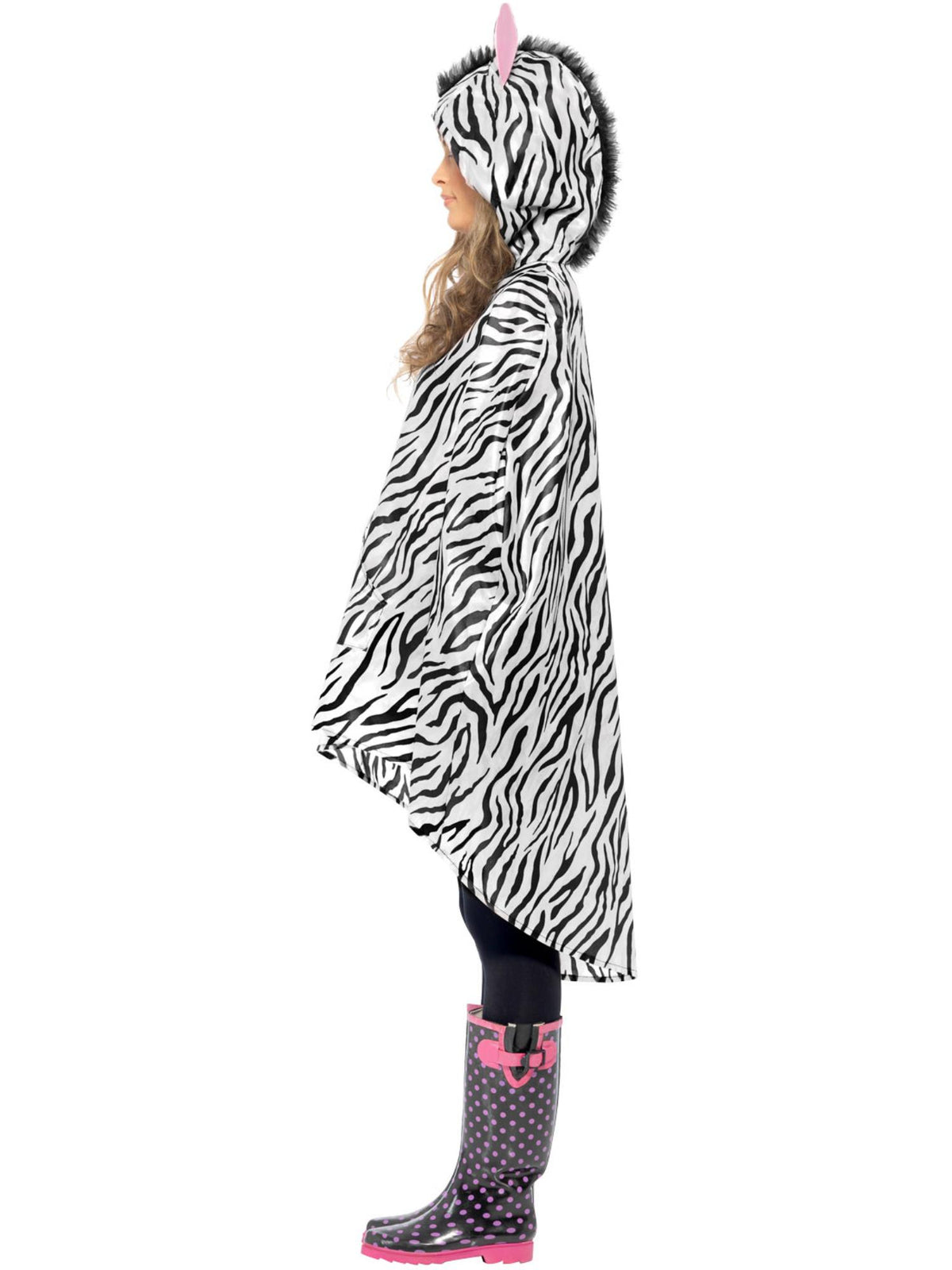Smiffys ANIMAL Zebra Party Poncho, Black & White CS für Unisex