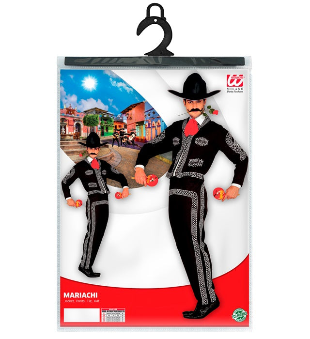 Mariachi Kostüm mit Jacke, Hose, Hut und Krawatte für Fasnacht