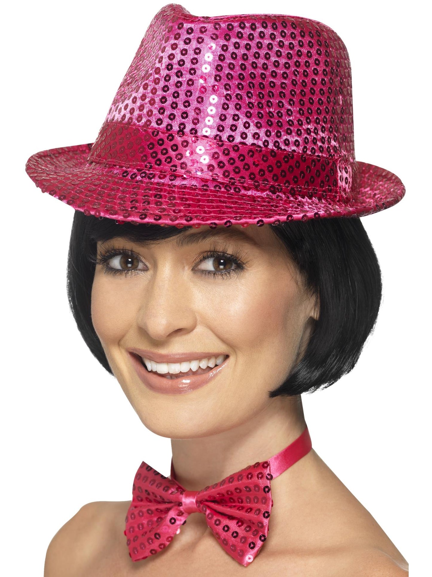 Smiffys COMEDY Sequin Trilby Hat, Pink für Unisex