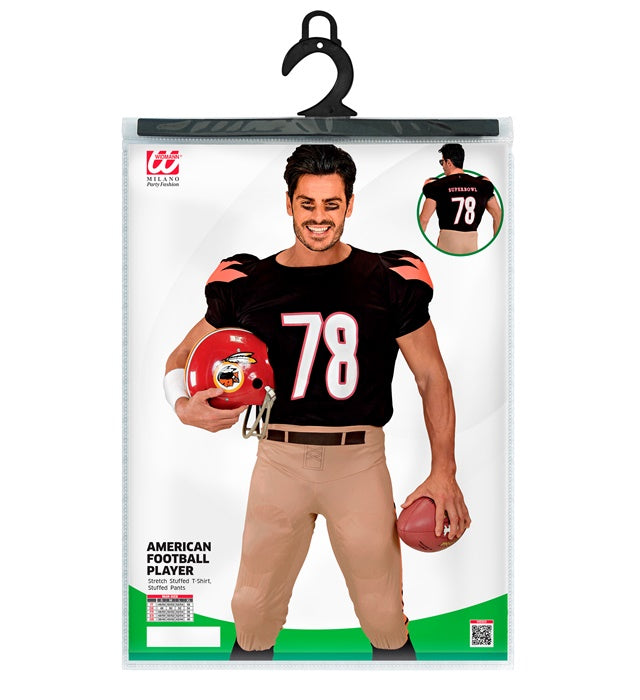 American Football-Spieler Kostüm mit gepolstertem Stretch-T-Shirt und Hose