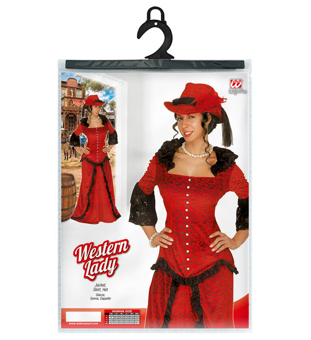 Western Lady Kostüm bestehend aus Jacke, Rock und Cowboy-Hut