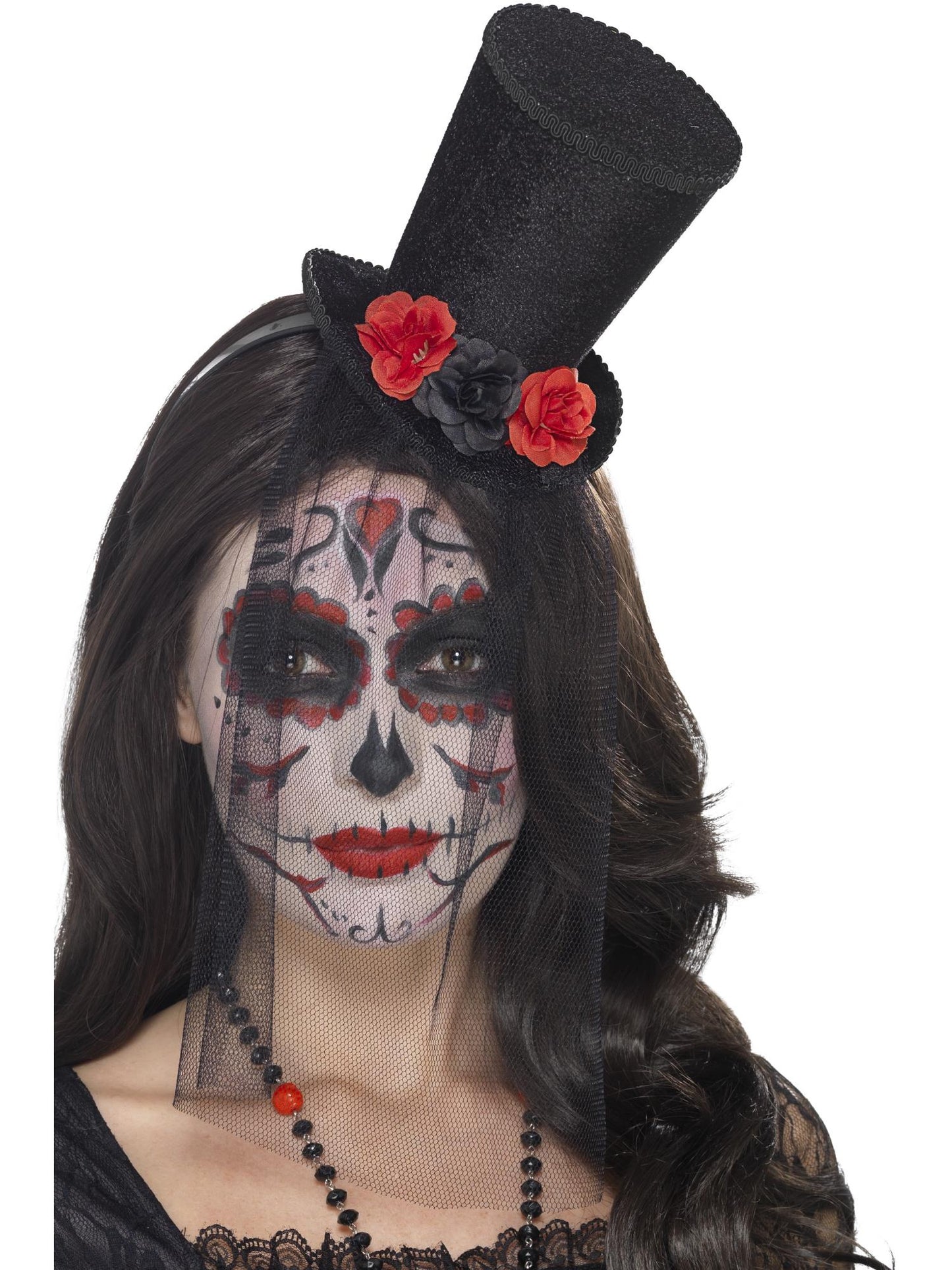 Smiffys DAYDEAD Day of the Dead Mini Top Hat, Black für Damen