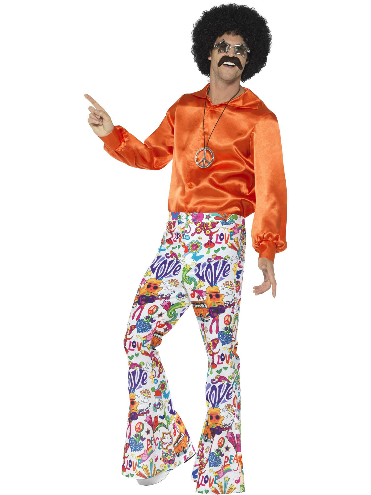 Smiffys 1960S 60s Groovy Flared Trousers, Mens, Multi-Coloured CS für Herren