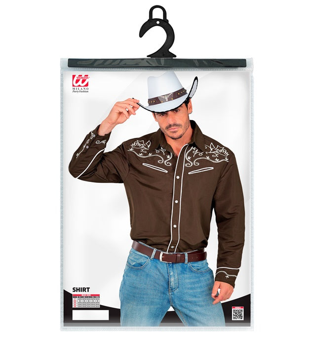Braunes Cowboy Hemd im Westernstil für Fasnacht und Mottoparty