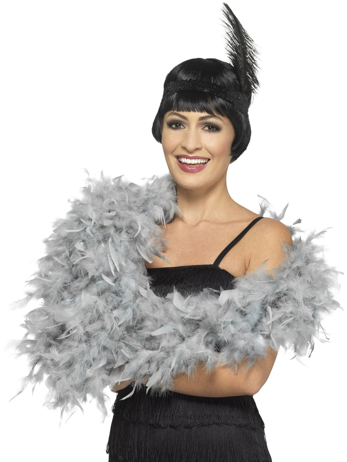 Smiffys FLAPPER Deluxe Boa, Silver AC für Damen