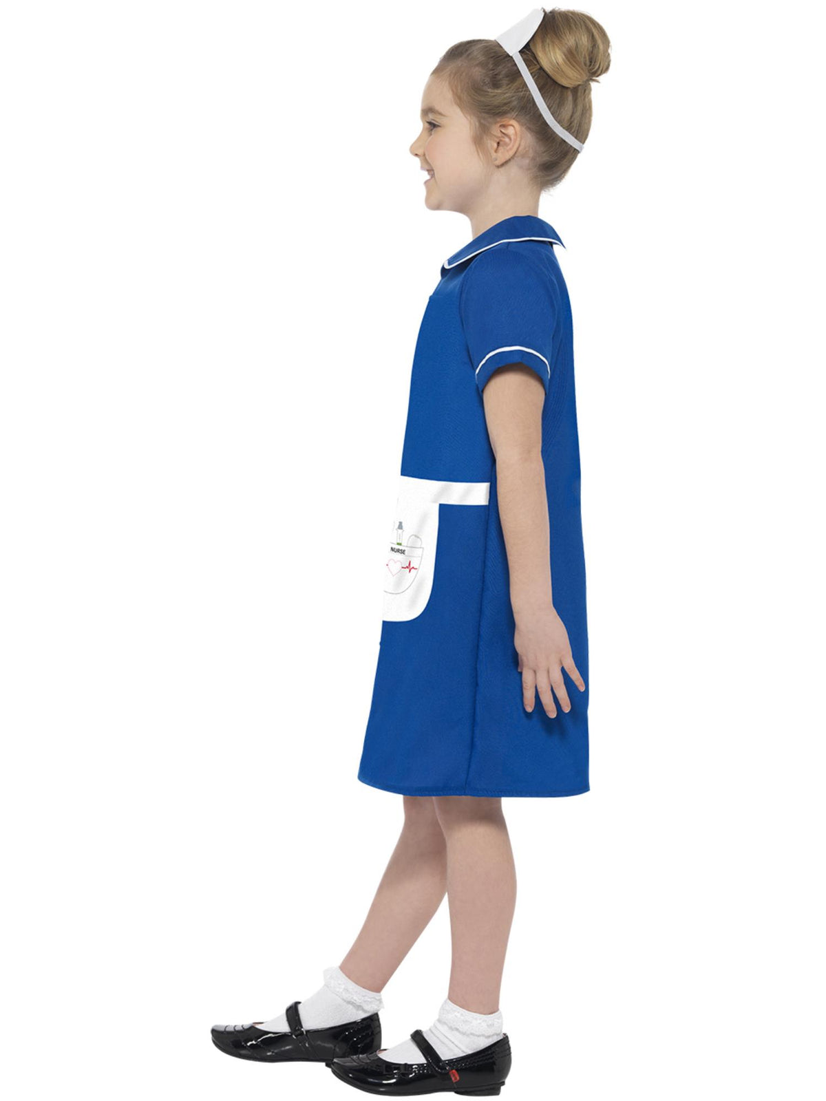 Smiffys DOCTORNURS Krankenschwester-Kostüm für Mädchen in Blau mit Kleid und Headpiece – Seitenansicht