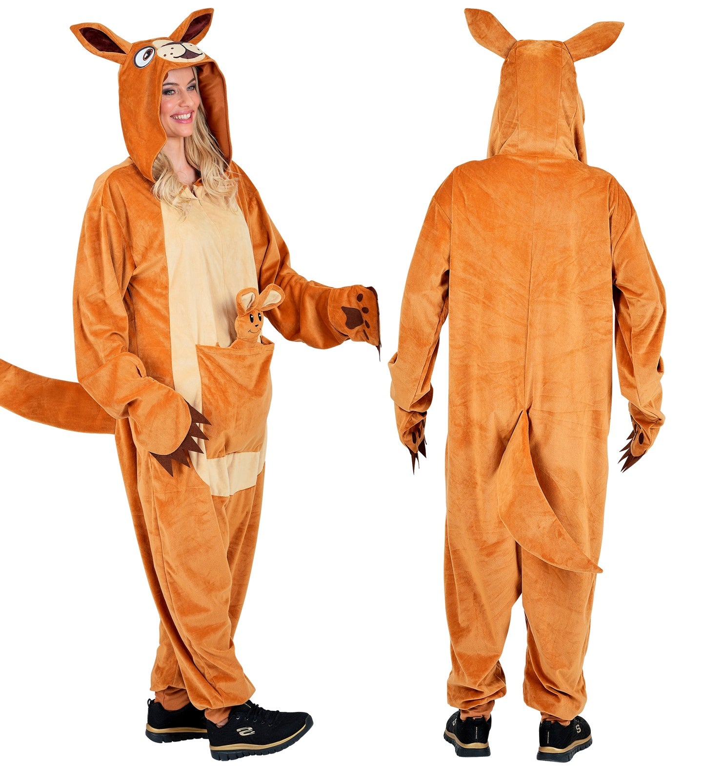 Plüsch Känguru Kostüm Overall Onesie mit Kapuze