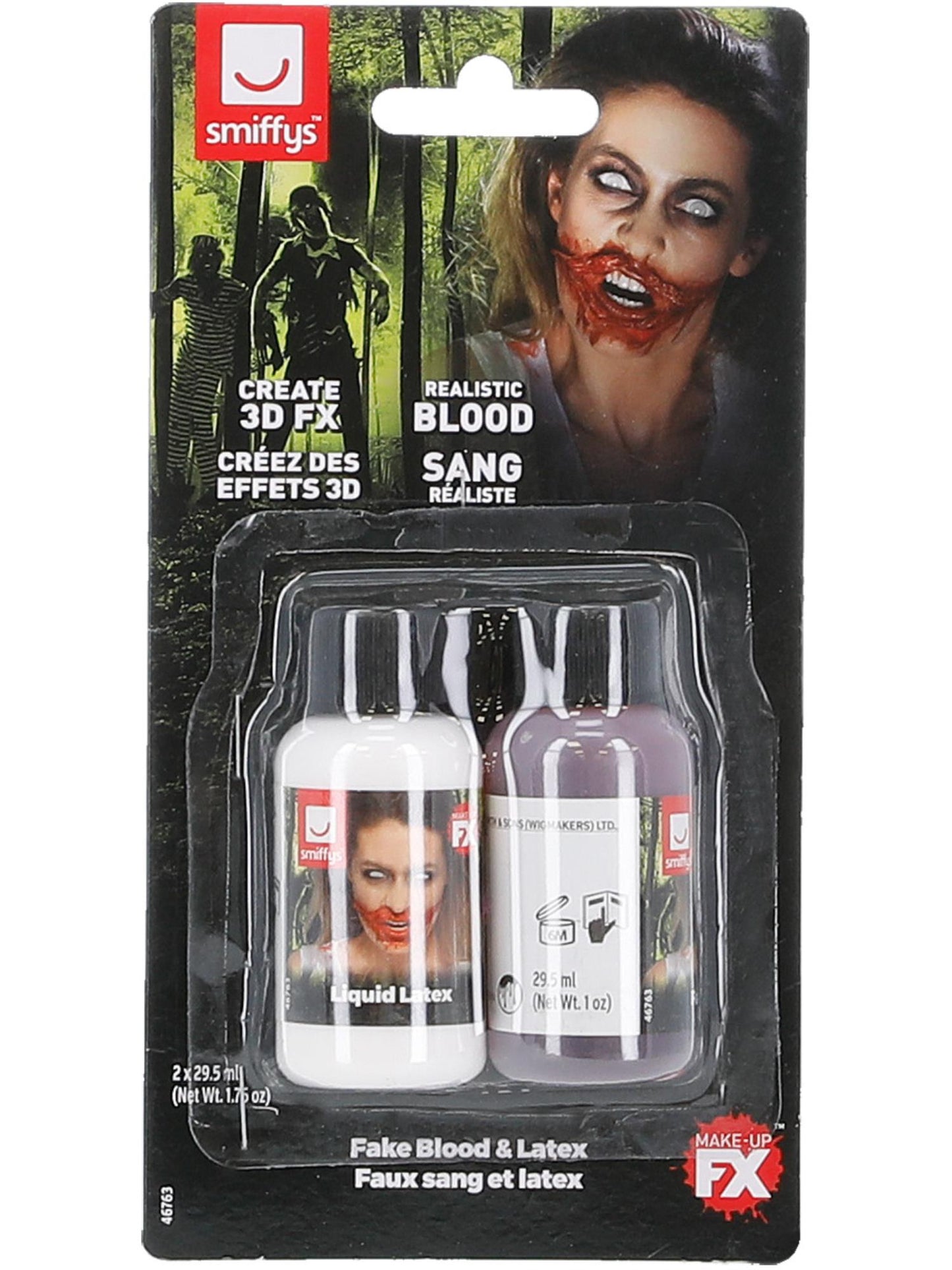ZOMBIE Smiffys Make-Up FX, Fake Blood & Latex Kit, CD für Unisex