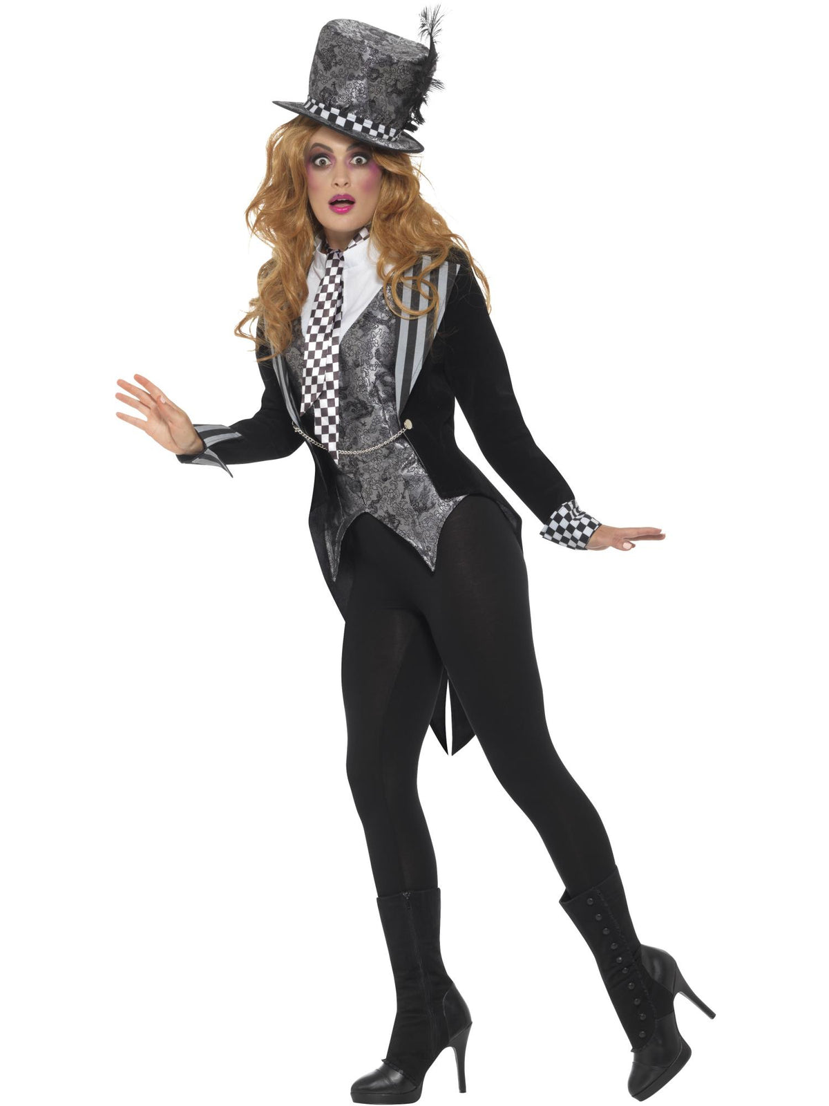 Smiffys MADHAT Deluxe Dark Miss Hatter Kostüm für Damen in Schwarz – Seitenansicht