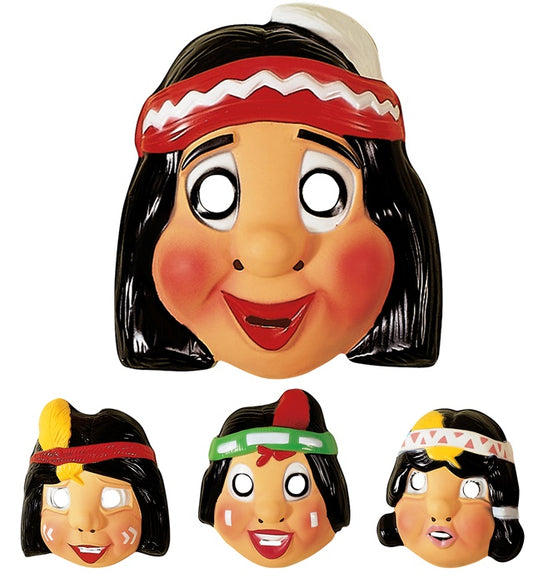 Indianer-Maske aus Kunststoff in vier verschiedenen Modellen für Fasnacht