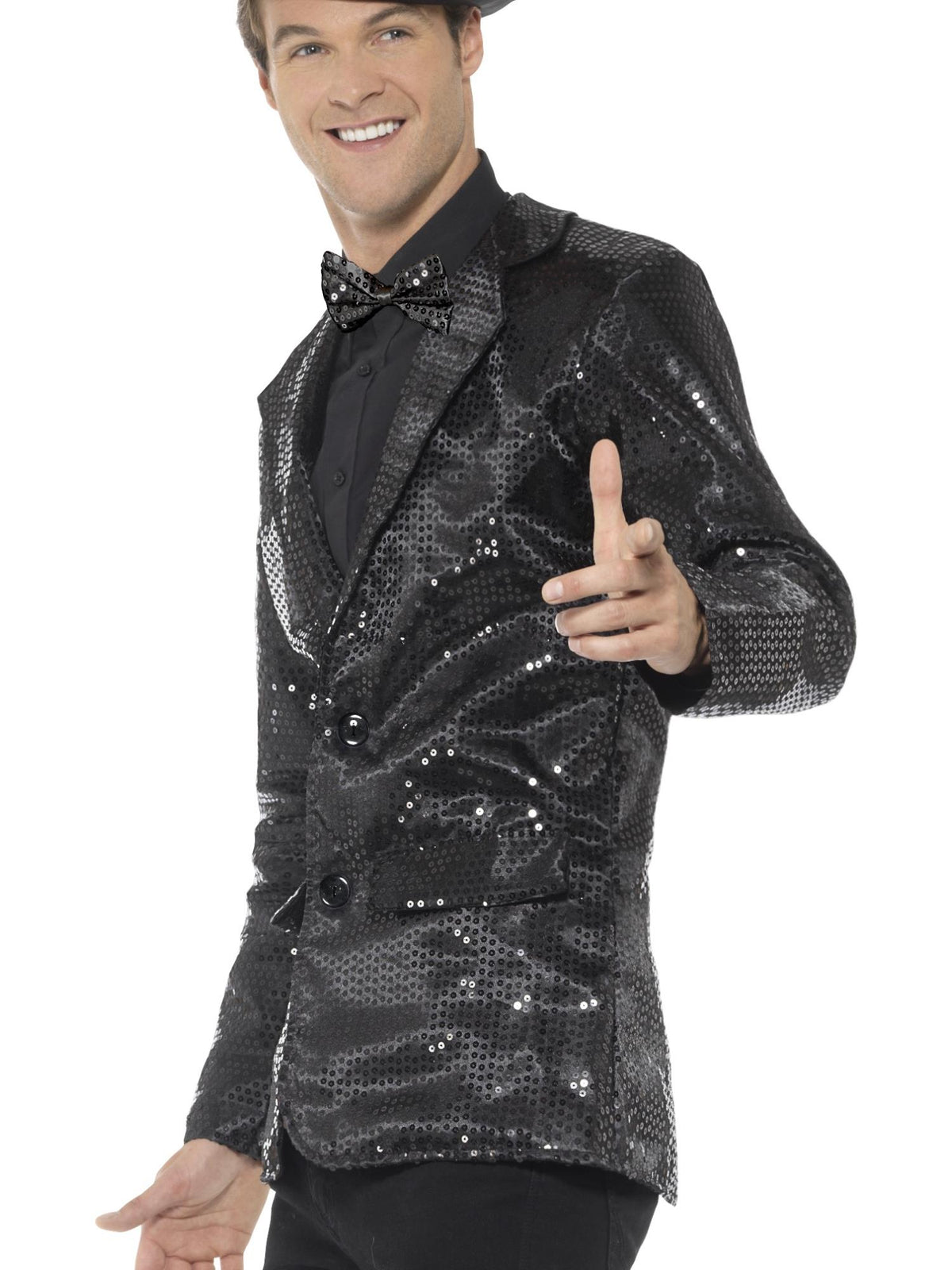 Smiffys PARTY Sequin Jacket, Mens, Black CS für Herren