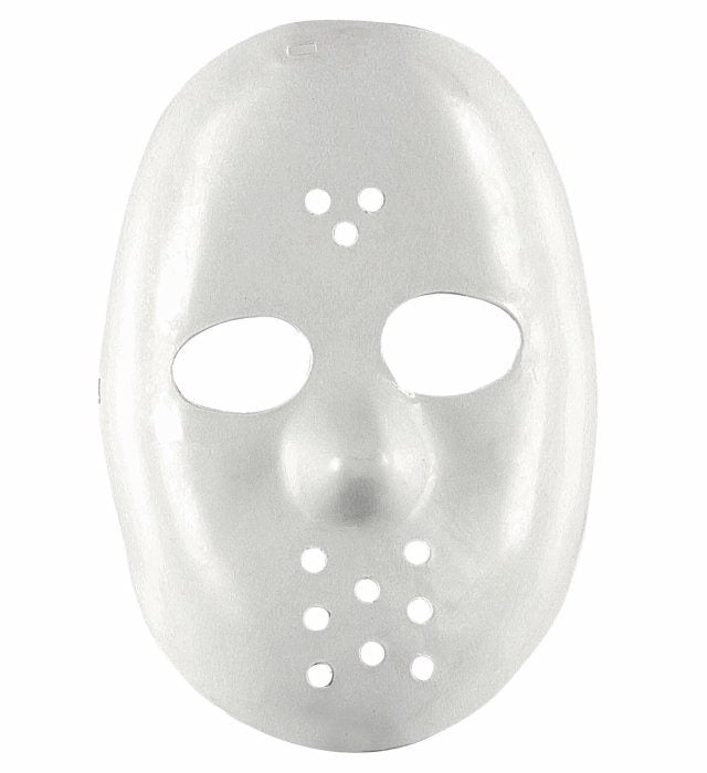 Hockey Maske in weiss mit Belüftungslöchern als Kostümzubehör für Halloween und Fasnacht