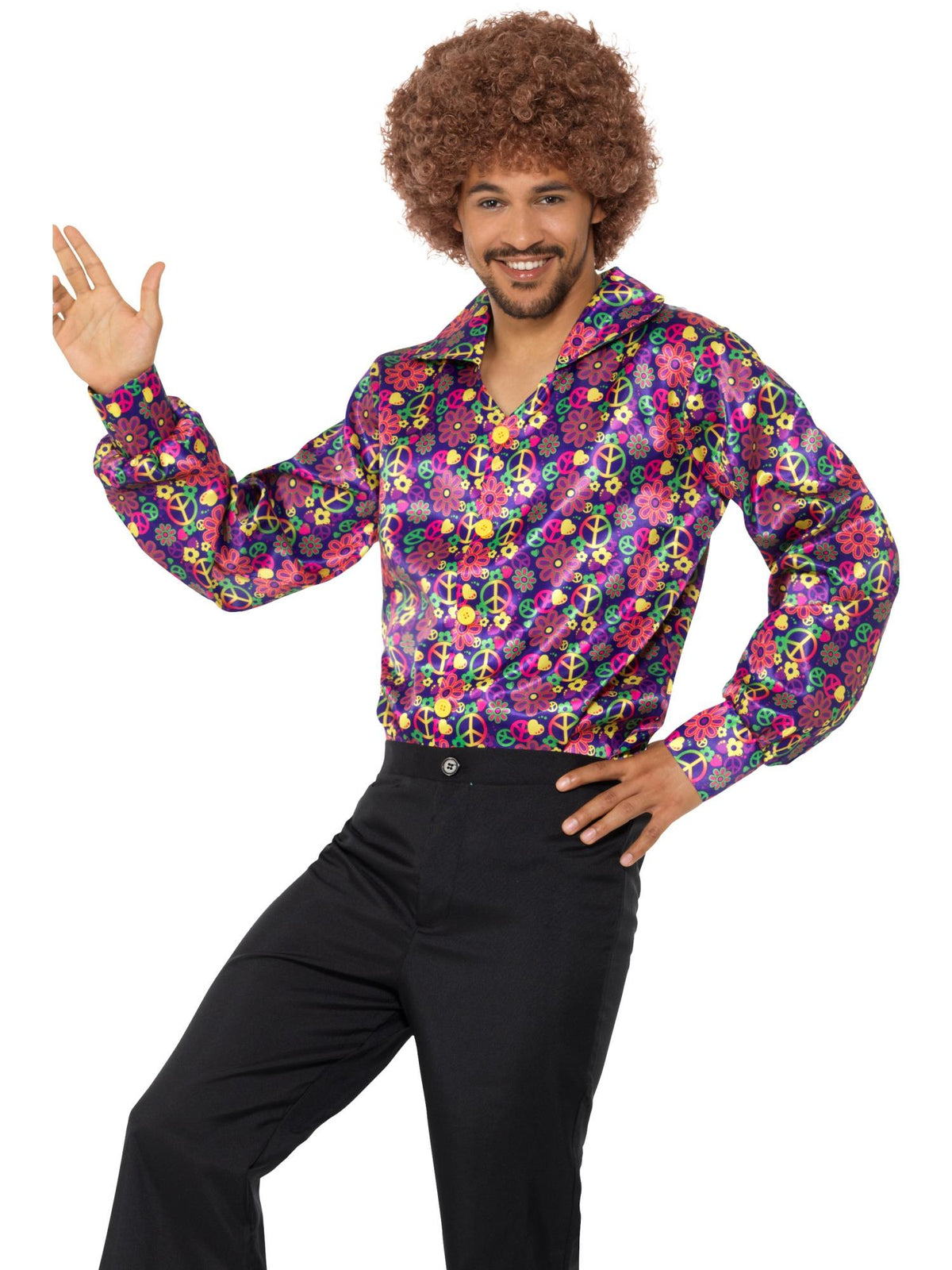 Smiffys 1960s Psychedelic CND Shirt mehrfarbig für Herren