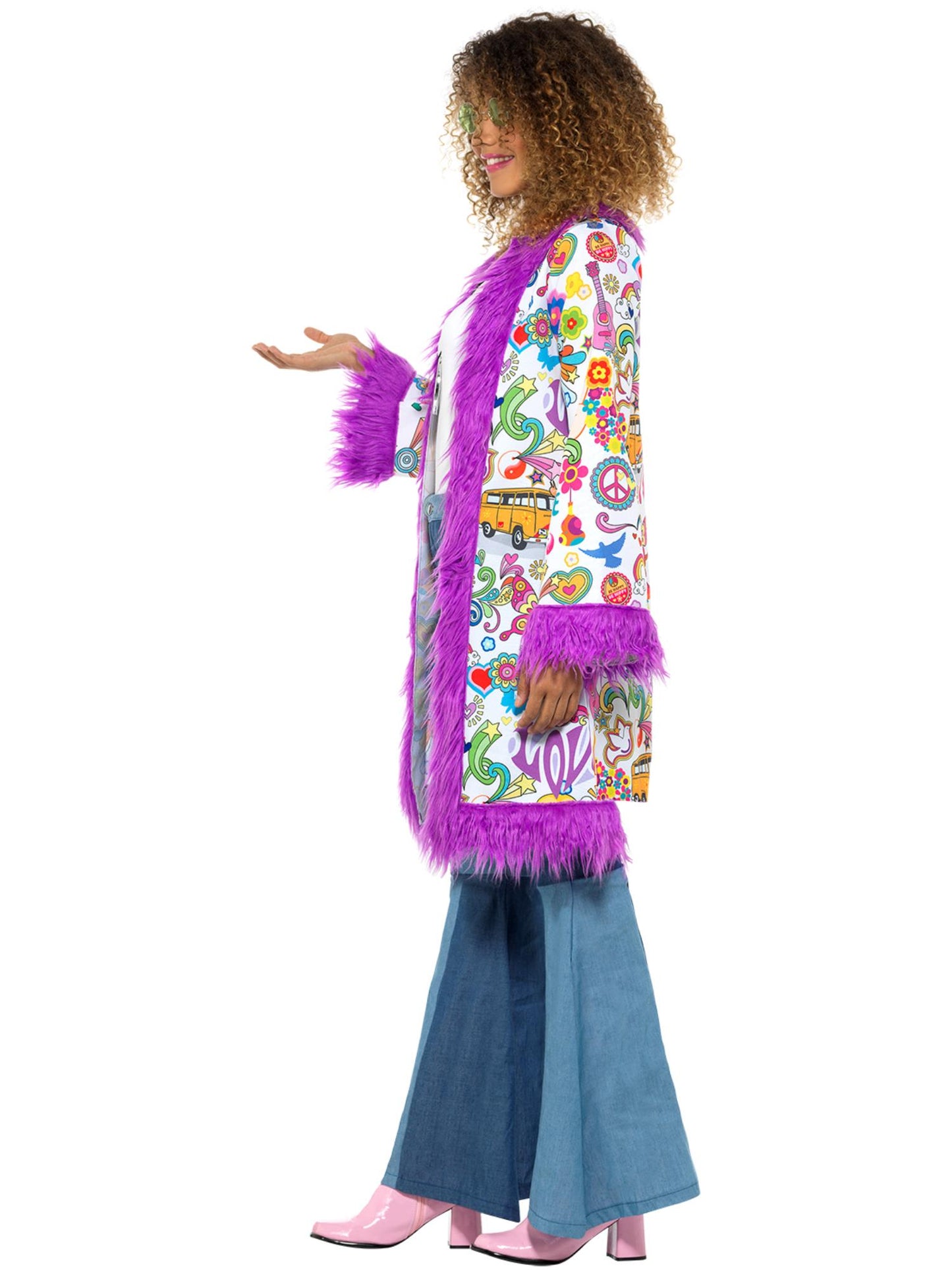 Smiffys 60s Groovy Hippie Coat, Multi-Coloured CS für Damen