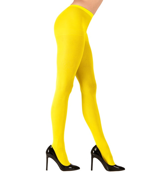 Neon gelbe Strumpfhose 40 DEN für Fasnacht und Karneval