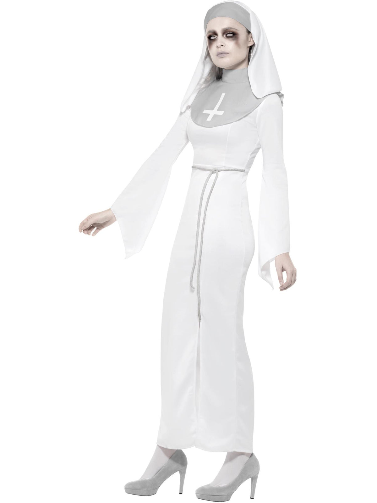 Smiffys Haunted Asylum Nun Kostüm für Damen in Weiss – Seitenansicht