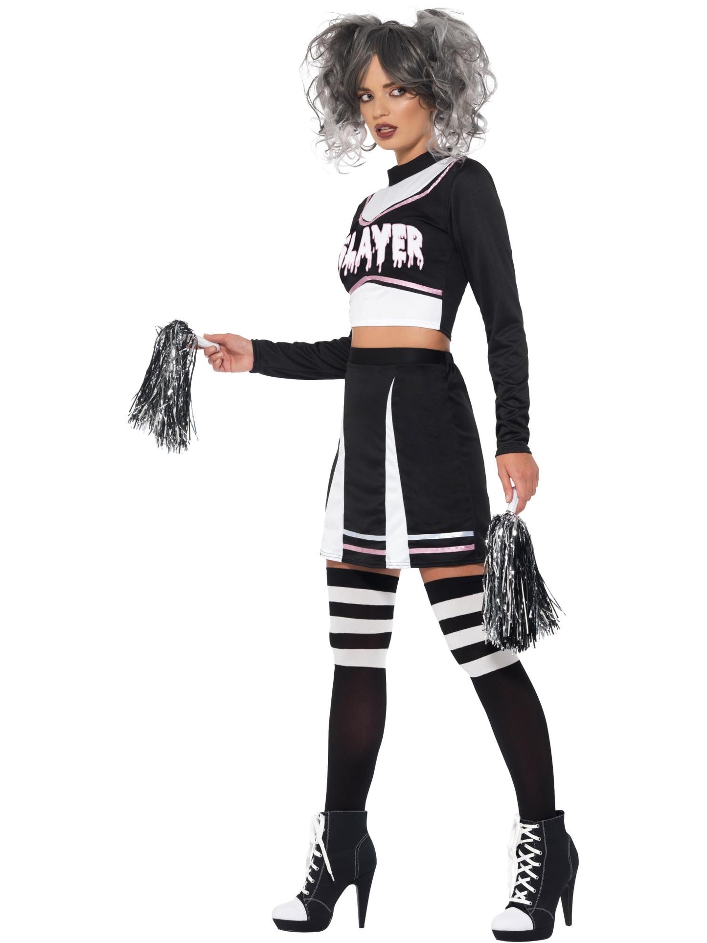 Smiffys Fever Gothic Cheerleader Costume, Black CS für Damen