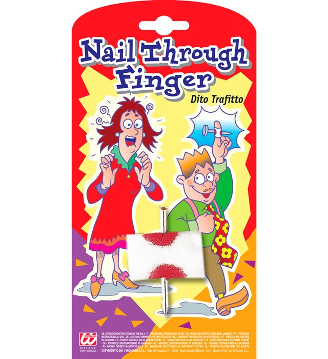 Durchbohrter Finger mit Nagel als gruseliges Fasnacht-Accessoire