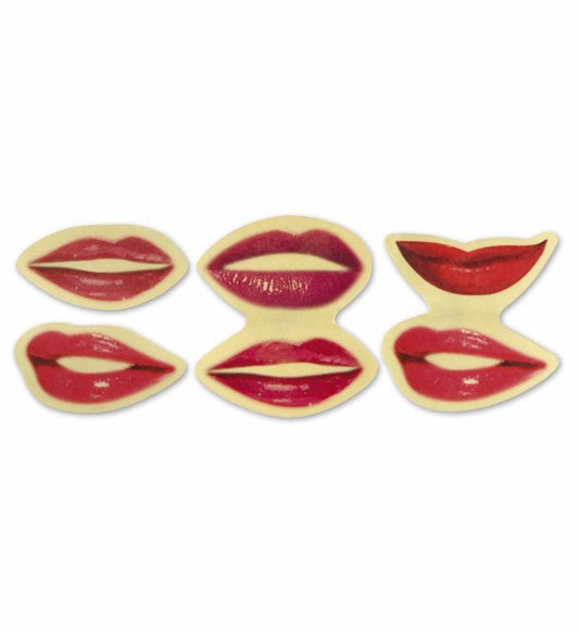 Set von 4 selbstklebenden roten Lippen Küssen als Fasnachts-Accessoire