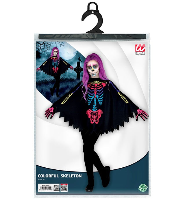 "BUNTES SKELETT" (Poncho) Schwarz
